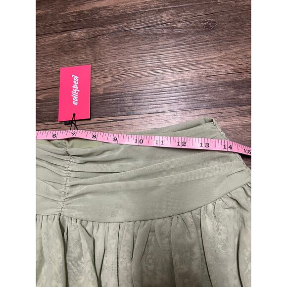 NWT Edikted Sage Green Asymmetric Lace Mesh Ruffle Mini Skort Y2K Coquette Small - Picture 9 of 11
